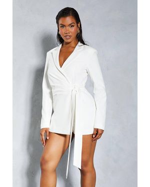 MissPap Premium Tailored Wrap Romper - White