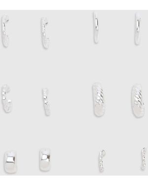 Boohoo Mini Hoop Earrings 6 Pack - Gray