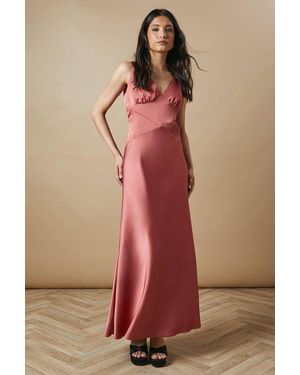 Oasis Occasion Velvet Tie Satin Maxi Dress - Orange