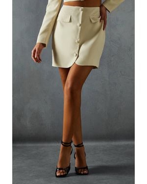 MissPap Tailored Button Down Mini Skirt - Gray