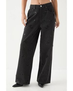 MissPap Denim Embellished Jeans - Black
