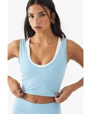 DSGN Studio Ultra Sculpt Double Layer Contrast Sports Bra - Blue