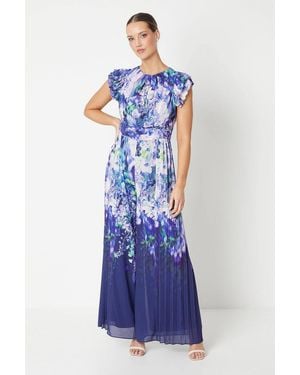 Coast Trailing Floral Print Pleated Leg Jumpsuit - Blue