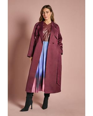 Coast Satin Occasion Belted Trench Coat - Red