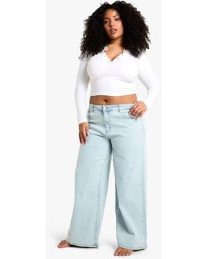 Boohoo The Plus Wide Leg Jean - Blue