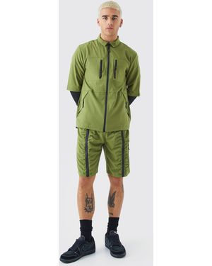 Technic Short Sleeve Al Utility Shirt & Short Set - Green