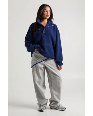 Boohoo Funnel Neck Borg Sweatshirt - Azul