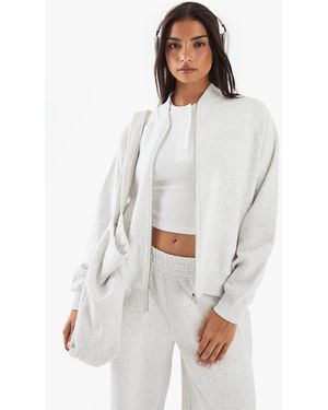 DSGN Studio Bomber Zip Through Sweatshirt - White