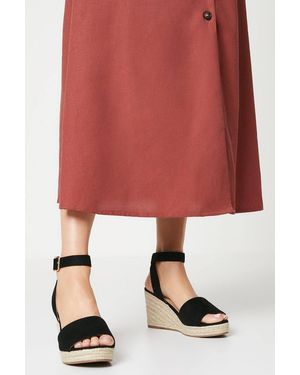 Dorothy Perkins Wide Fit Rebekah Peep Toe Espadrille Wedge Sandals - Red