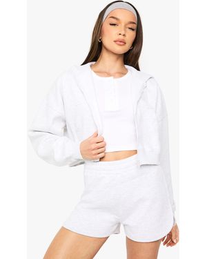 Boohoo Sudadera Con Capucha Y Cremallera Encogida - Blanco