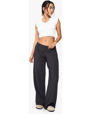 Boohoo Pantalón De Pernera Ancha Y Canalé Con Cordón Elástico En La Cintura - Azul