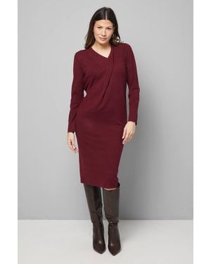 Wallis Plum Wrap Neck Midi Dress - Red