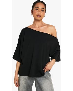 Boohoo Off The Shoulder Oversized T-Shirt - Black