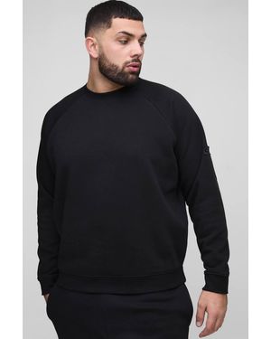 BoohooMAN Plus Woven Tab Raglan Sweater - Blue