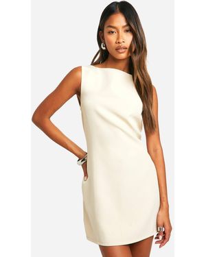 Boohoo Slash Neck Fit & Flare Micro Mini Dress - White
