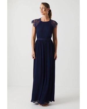 Oasis Delicate Lace Bodice Maxi Bridesmaid Dress - Blue