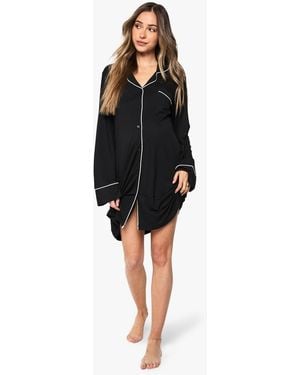 Boohoo Maternity Super Soft Modal Contrast Nightie - Black