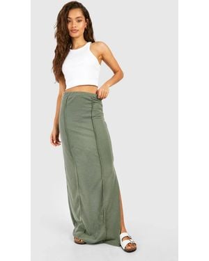Boohoo Washed Seam Detail Jersey Maxi Skirt - Green