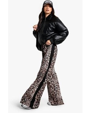 Boohoo Tall Side Stripe Drawstring Wide Leg Pants - Black