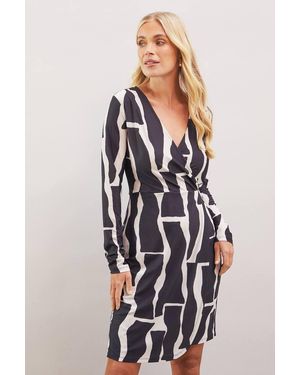 Wallis Petite Jersey Wrap Long Sleeve Dress - Multicolor