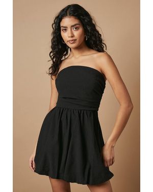 Oasis Petite Strapless Gathered Puffball Mini Dress - Black