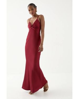 MissPap Knot Detail Strappy Bridesmaid Dress - Red