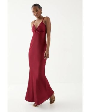 MissPap Knot Detail Strappy Bridesmaid Dress - Red