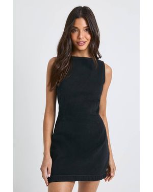 Boohoo Basic Denim Shift Dress - Black