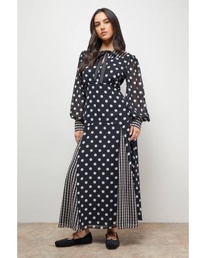 Oasis Statement Collar Long Sleeve Maxi Dress - Blue