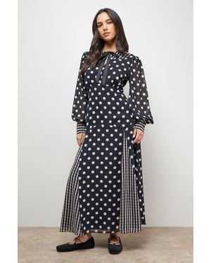 Oasis Statement Collar Long Sleeve Maxi Dress - Blue