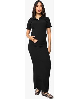 Boohoo Maternity Textured Button Detail Maxi Dress - Black