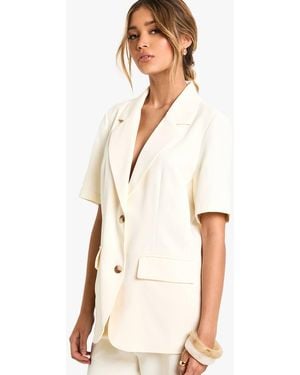 Boohoo Tailored Woven Short Sleeve Blazer - Natural