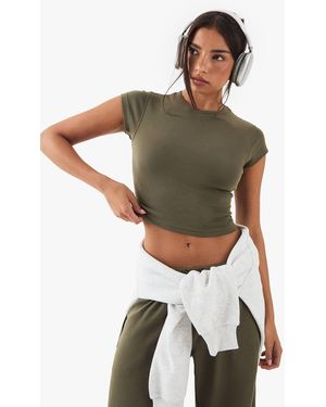 DSGN Studio Embroidered Short Sleeve Top - Green