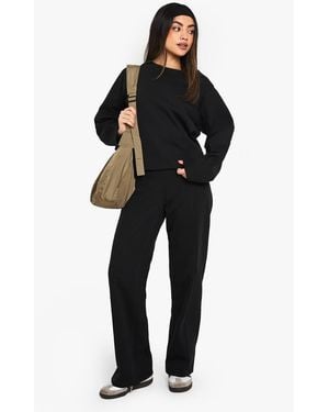 Boohoo Straight Leg Seam Detail Interlock Jogger - Black