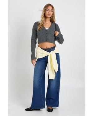 Boohoo Lightweight Crop Knitted Cardigan - Blue