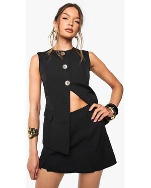 Boohoo Woven Split Front Skort - Black
