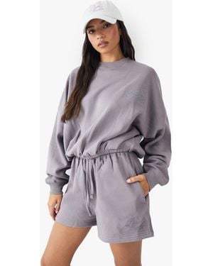 DSGN Studio Script Embroidered Sweat Short - Purple
