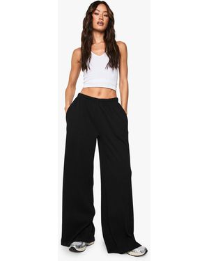 Boohoo Tall Basics Rib Straight Leg Trouser - Black