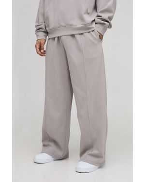 Boohoo Wide Leg Premium Interlock Pintuck Jogger - Grey