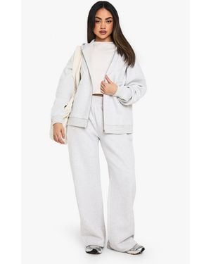 Boohoo Ny Embroidered Wide Leg Jogger - White