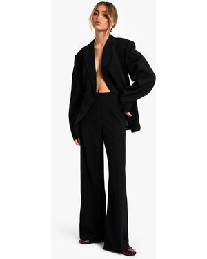 Boohoo Woven Tailored Slim Straight Leg Pants - Black