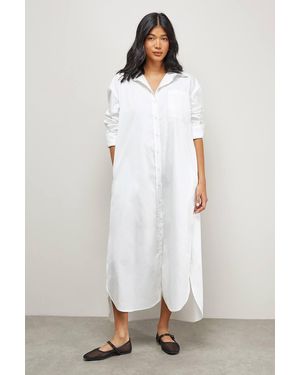 Warehouse Oversized Side Split Midi Shirt Dress - White