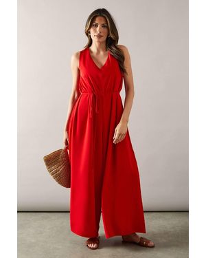 Wallis Ultra Trapeze Wide Leg Jumpsuit - Red