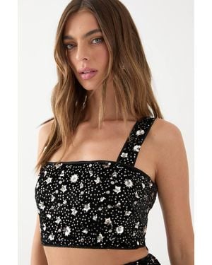 MissPap Premium Velvet Sequin Bralet - Black
