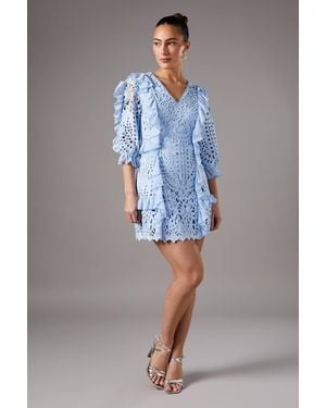 Coast Lace Ruffle Mini Dress - Gray