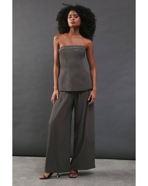 Warehouse Drape Pleat Detail Wide Leg Trouser - Black