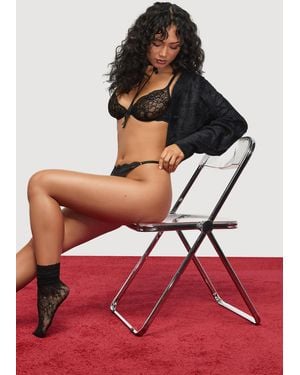 Boohoo Rose Floral Underwire Bra - Black