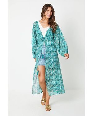 Wallis Geo Print Mirror Detail Kimono - Blue