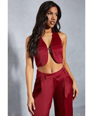 MissPap Textured Satin Halter Neck Top