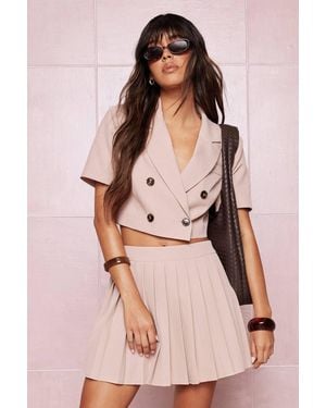 Boohoo Contrast Button Cropped Blazer - Pink